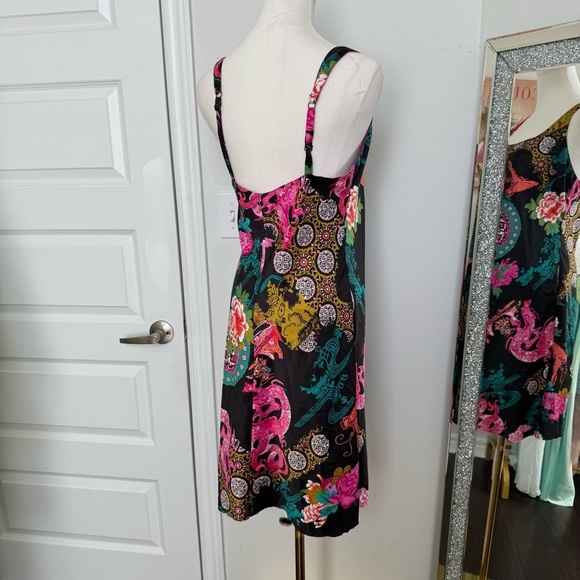 Natori Vibrant Floral Sleeveless satin slip Dress S y2k - Picture 5 of 7